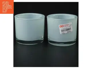 Lysestager i blåt glas (str. 8 x 9 cm)