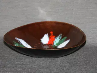 Retro kobber med emalje skål diam 19 cm