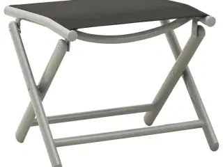 Foldbar fodskammel textilene og aluminium sort og sølvfarvet