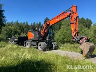 Grävmaskin / hjulgrävare Hitachi ZX155W-7 med vagn