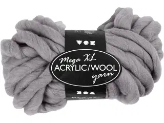 XL Kæmpegarn i Grå - 300g, 15m, Polyacryl/Uld