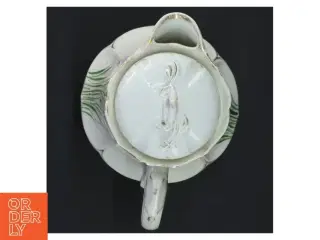 Antik hvid porcelænskande med blomsterdekoration, Bing & Grøndahl (str. 25 x 13 cm)