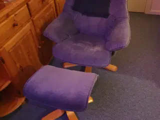 3pers sofa+lænestol med fodskammel bIå cantera sto