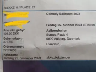 Comedy Ballroom Aalborg 26 oktober 2 billetter