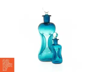 Sæt af blå glasflasker (str. 27 og 14 cm)