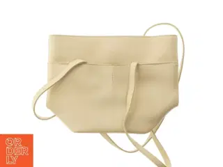 Beige skuldertaske i læderlook (str. 33,5x24,5 cm)