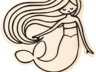 Havfrue Dekorationsfigur - 18 cm, Træ & Mosgummi