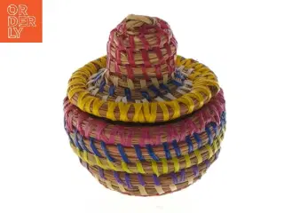 Lille flettet kurv med låg (str. 7x8 cm)