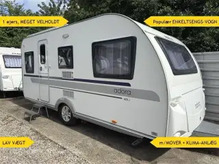 2012 - Adria Adora 472 LU   1 EJERS, Populær enkeltsengs-vogn, LAV VÆGT, m/ MOVER+KLIMA