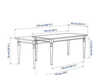 Ikea INGATORP spisebord m. 4 kro stole 