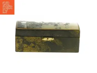 Vintage cigaretetui med blomstermotiv (str. 14x9 cm)