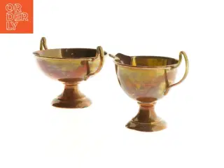 Sæt med skål og kande i bronze (str. 8 cm)