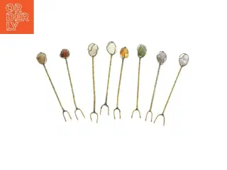 Cocktailgafler med sten top (str. 8 stk 9,5 cm)