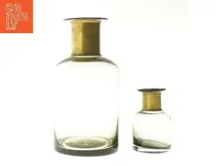 Glasflasker med messingtop (str. 23,5 & 11,5 cm)