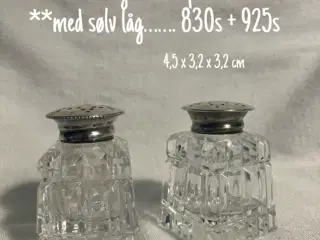 Vintage salt & peber strø med sølv låg