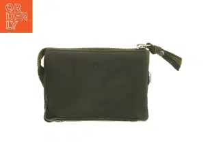 Grøn læderpung med lynlås, ny (str. 13,5x10 cm)