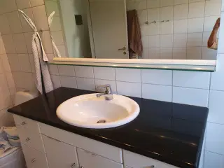 Stenplade med vask til badeværelsesskab