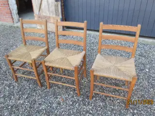 3 stk Spisebordsstole Med Fletsæde