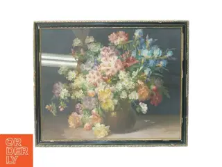 Vintage Billedramme med blomster maleri (str. 54 x 44 cm)
