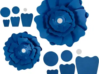 Blå Papirblomster 15+25 cm - 2 stk. Dekoration