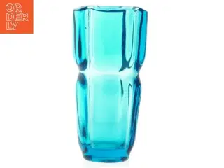 Bøhmisk Vintage Turkis Blå Krystal glas vase fra Tjekkiet (str. 21 cm)
