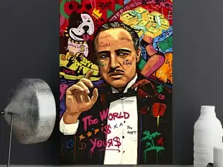 * Lærredsmaleri; Marlon Brando i Godfather - i gra
