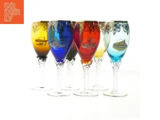 Farverige vinglas med Venezia-motiv (str. 19 cm. 6 styk)