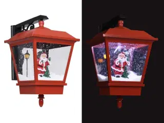 Julelampe med LED-lys og julemand 40x27x45 cm rød