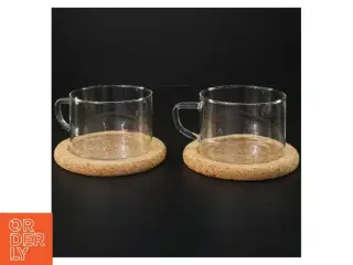 Boda Nova Sæt med glas kopper og kork underlag (str. 7x10 cm)