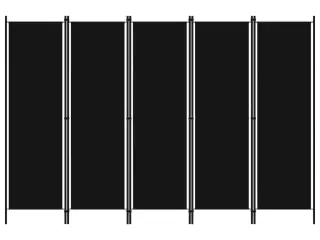 5-panels rumdeler 250 x 180 cm sort