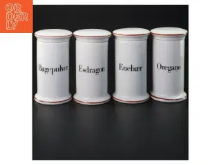 Hvide porcelænkrukker til krydderier fra Bing & Grøndahl (str. 11 x Ø5 cm)