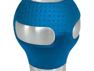 Gearknop rund alu./blå læder