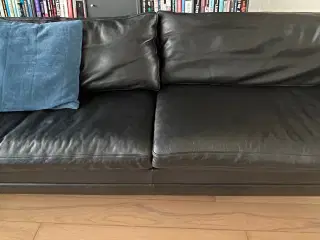 3 + 4 pers sort Loke oksehuds sofaer