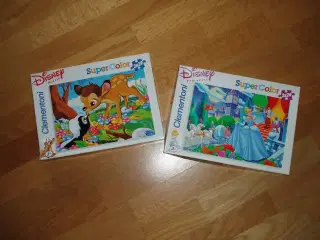 2 Disney puslespil m/ Bambi & Prinsesser