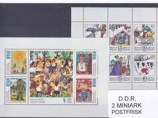 D.D.R Samling - 2 Stk. Miniark - Postfrisk