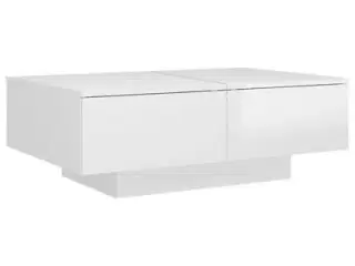vidaXL sofabord 90x60x31 cm spånplade hvid højglan