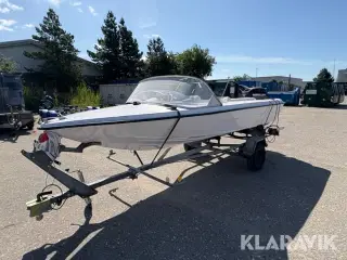 Båd med trailer Fletcher 14 fod 2 takt motor