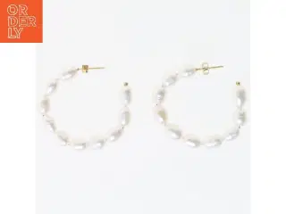 Perleøreringe i guld og hvid (str. Ø 4 cm)