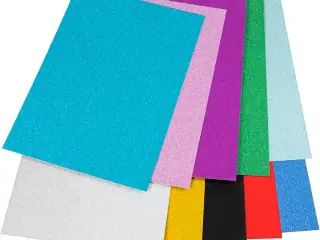Glimmerkarton, A4, Farve kan variere, 250 g, 10ark/ 1 pk.