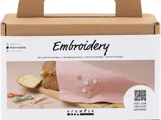 Mini DIY Kit Broderi, Stofserviet, støvet rosa, 1 pk.