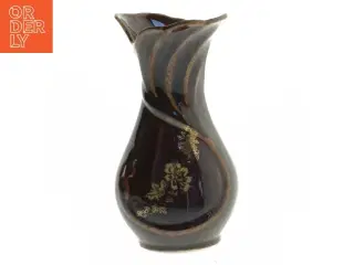 Guld dekoreret keramik vase (str. 15 cm)