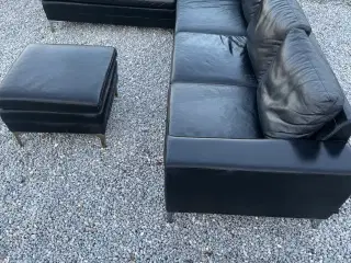 Soft nord hjørnesofa sort læder 