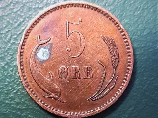 5 ØRE 1906 CHRISTIAN IX (Pudset, ellers Pæn)