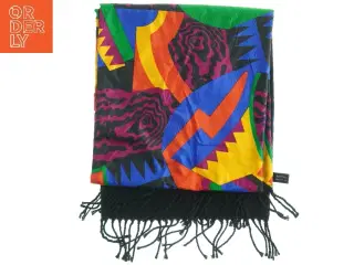 Farverig tørklæde med frynser (str. 35. x, 160 cm)