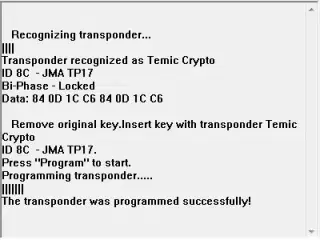 TMPro Software modul 185 – Nøglekopimaskine til Temic Crypto 8C-transpondere