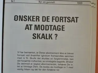 skalk nr. 1-6 1989 i samlemappe, emne: historie og