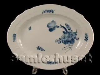 Blå Blomst Svejfet Stegefad 40 x32 cm.