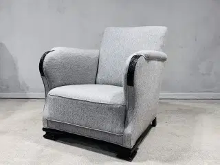 Art Deco-lænestol, 1930', nyrestaureret, lys grå