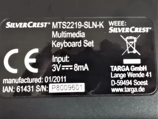 Silvercrest MTS2219-SLN-K trådløs tastatur