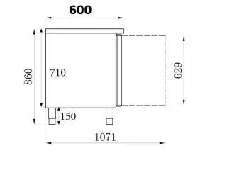 Professionel kølebord – rustfrit stål 1798x600x860